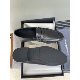 Zegna Autumn Winter Leather Casual Shoes For Men Black