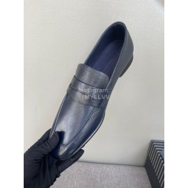 Zegna Autumn Winter Leather Casual Shoes For Men Blue