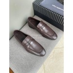 Zegna Autumn Winter Leather Casual Shoes For Men Coffee
