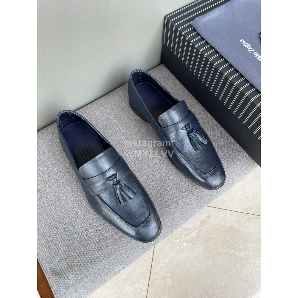Zegna Autumn Winter Leather Tassels Casual Shoes For Men Blue