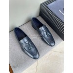 Zegna Autumn Winter Leather Tassels Casual Shoes For Men Blue