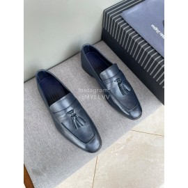 Zegna Autumn Winter Leather Tassels Casual Shoes For Men Blue