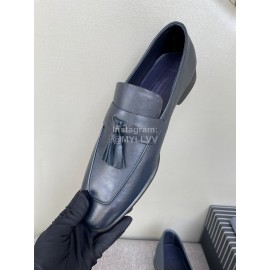 Zegna Autumn Winter Leather Tassels Casual Shoes For Men Blue