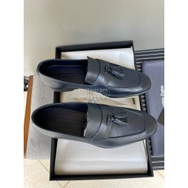 Zegna Autumn Winter Leather Tassels Casual Shoes For Men Blue