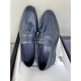 Zegna Autumn Winter Leather Tassels Casual Shoes For Men Blue