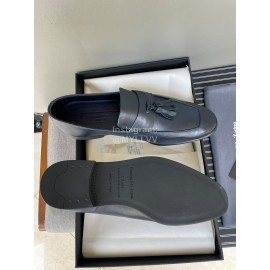 Zegna Autumn Winter Leather Tassels Casual Shoes For Men Blue