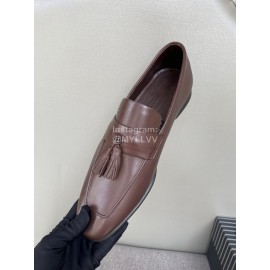 Zegna Autumn Winter Leather Tassels Casual Shoes For Men Coffee