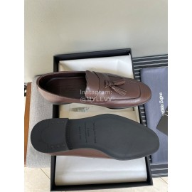 Zegna Autumn Winter Leather Tassels Casual Shoes For Men Coffee