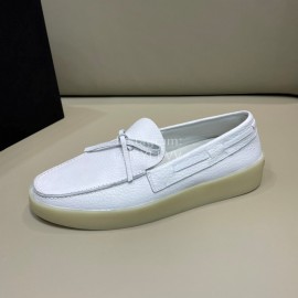Zegna Fashion Leather Bow Casual Shoes For Men White