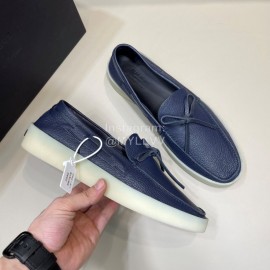 Zegna Fashion Leather Bow Casual Shoes For Men Blue