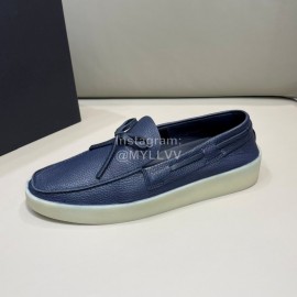 Zegna Fashion Leather Bow Casual Shoes For Men Blue