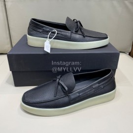 Zegna Fashion Leather Bow Casual Shoes For Men Black