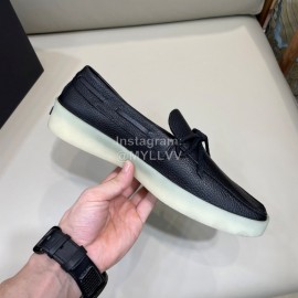 Zegna Fashion Leather Bow Casual Shoes For Men Black