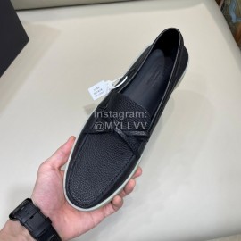 Zegna Fashion Leather Bow Casual Shoes For Men Black