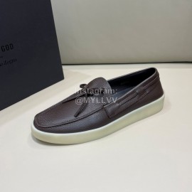 Zegna Fashion Leather Bow Casual Shoes For Men Coffee