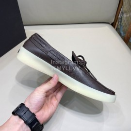 Zegna Fashion Leather Bow Casual Shoes For Men Coffee