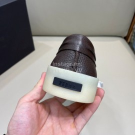 Zegna Fashion Leather Bow Casual Shoes For Men Coffee