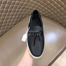 Zegna Fashion Suede Loafers For Men Navy