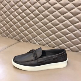 Zegna Fashion Suede Loafers For Men Coffee