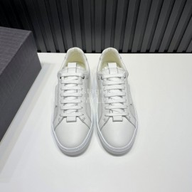 Zegna Triple Stitch Leather Sneakers For Men White