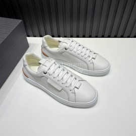 Zegna Triple Stitch Leather Sneakers For Men White