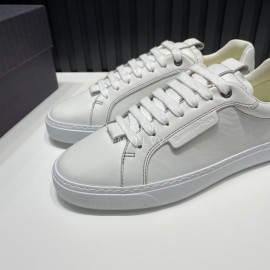Zegna Triple Stitch Leather Sneakers For Men White