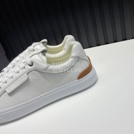 Zegna Triple Stitch Leather Sneakers For Men White