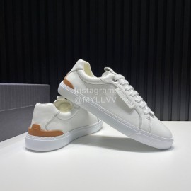 Zegna Triple Stitch Leather Sneakers For Men White