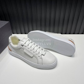 Zegna Triple Stitch Leather Sneakers For Men White