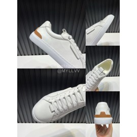 Zegna Triple Stitch Leather Sneakers For Men White