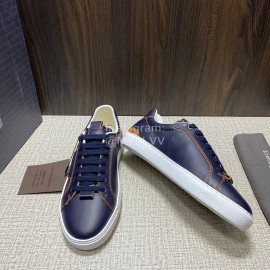 Zegna Triple Stitch Leather Sneakers For Men Black