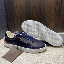 Zegna Triple Stitch Leather Sneakers For Men Black