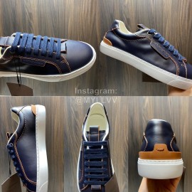 Zegna Triple Stitch Leather Sneakers For Men Black