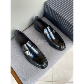 Zegna New Black Cowhide Business Casual Shoes For Men