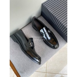 Zegna New Black Cowhide Business Casual Shoes For Men