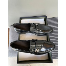 Zegna New Black Cowhide Business Casual Shoes For Men