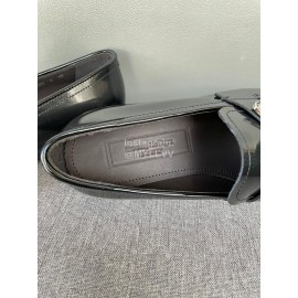 Zegna New Black Cowhide Business Casual Shoes For Men