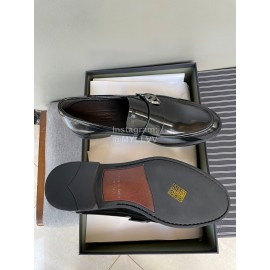 Zegna New Black Cowhide Business Casual Shoes For Men