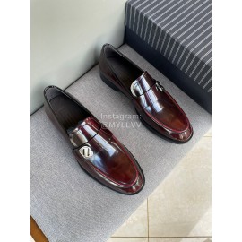 Zegna New Cowhide Business Casual Shoes For Men Reddish Brown