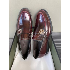 Zegna New Cowhide Business Casual Shoes For Men Reddish Brown