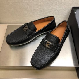 Zegna Litchi Grain Cowhide Business Casual Shoes For Men Black