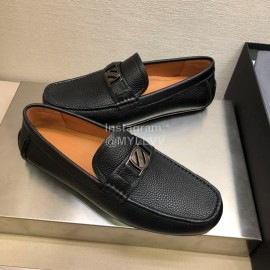 Zegna Litchi Grain Cowhide Business Casual Shoes For Men Black