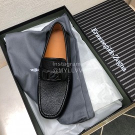 Zegna Litchi Grain Cowhide Business Casual Shoes For Men Black