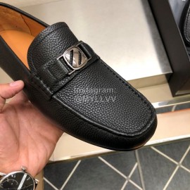 Zegna Litchi Grain Cowhide Business Casual Shoes For Men Black