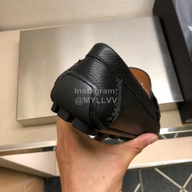 Zegna Litchi Grain Cowhide Business Casual Shoes For Men Black