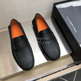 Zegna Litchi Grain Cowhide Casual Shoes For Men Black