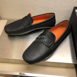 Zegna Litchi Grain Cowhide Casual Shoes For Men Black