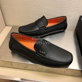 Zegna Litchi Grain Cowhide Casual Shoes For Men Black