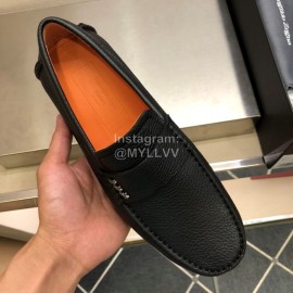 Zegna Litchi Grain Cowhide Casual Shoes For Men Black