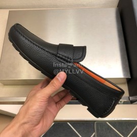 Zegna Litchi Grain Cowhide Casual Shoes For Men Black